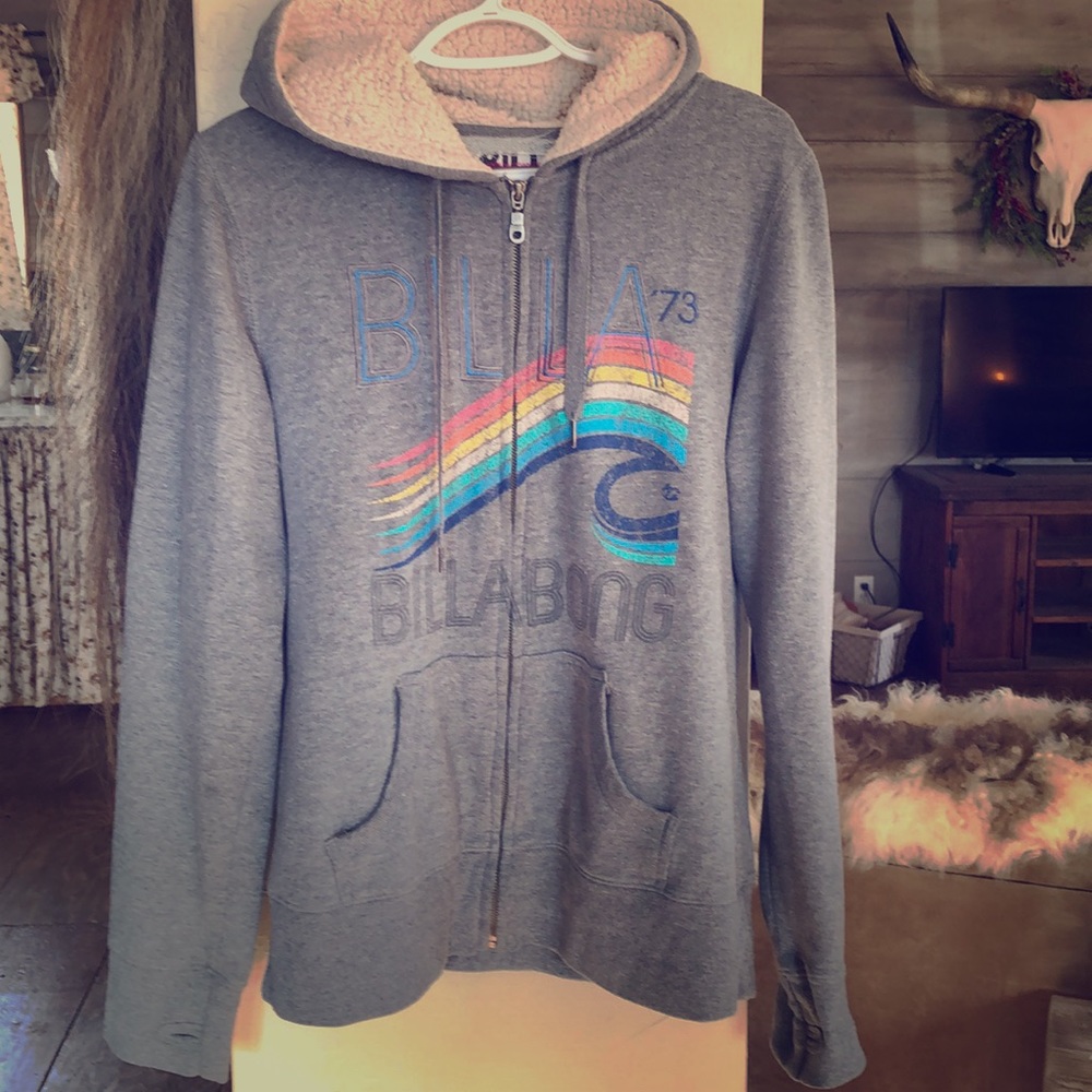 Billabong hoodie Sherpa lined hood RAINBOW wave